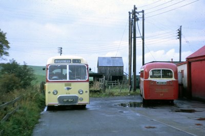 Two single deck buses Dornoch Bus Garage