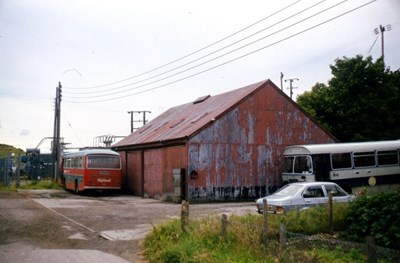 Single deck buses at Dornoch garage