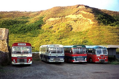 Single deck Highland buses at Dunbeath garage