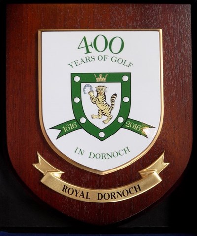 Plaque commemorating 400 years of golf in Dornoch