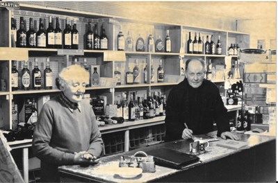 Tom and Isabella Sutherland in their shop c 1990