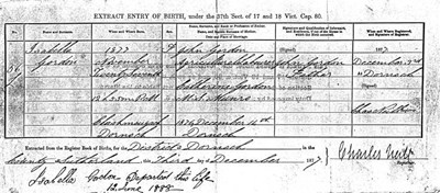 Isabella gordon birth certificate