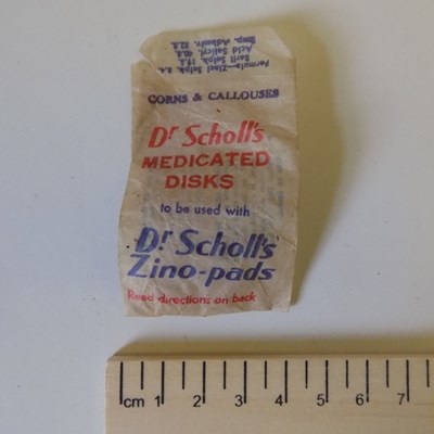 Small envelope printed 'Dr Scholl's Med. Disks'