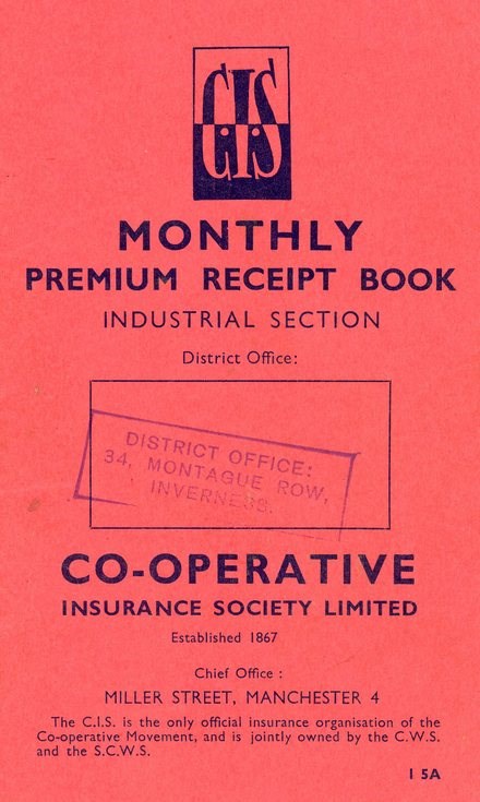 Co-operative Monthly Premium Receipt Book