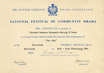 National Festival of Community Drama Certificate 1951