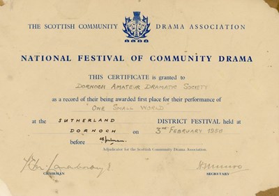 National Festival of Community Drama Certificate 1956