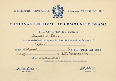 National Festival of Community Drama Certificate 1961