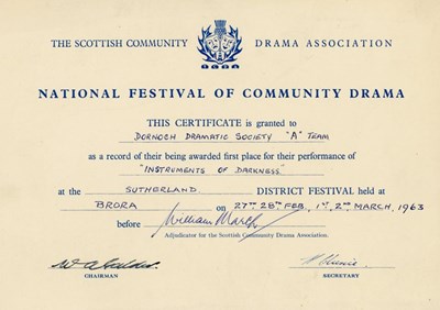 National Festival of Community Drama Certificate 1963