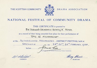 National Festival of Community Drama Certificate 1966