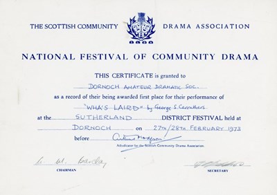 National Festival of Community Drama Certificate 1973