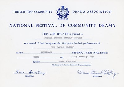 National Festival of Community Drama Certificate 1974