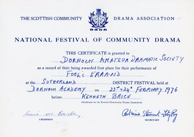 National Festival of Community Drama Certificate 1976