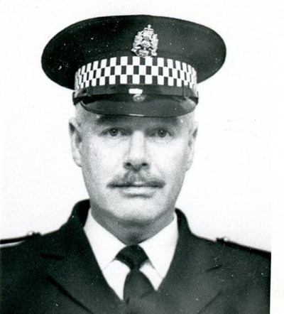 John Jappy c. 1976 with Police head-dress