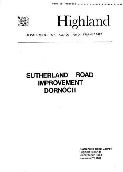 Tender Form Sutherland Road Improvement