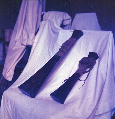 Objects arranged on a white sheet