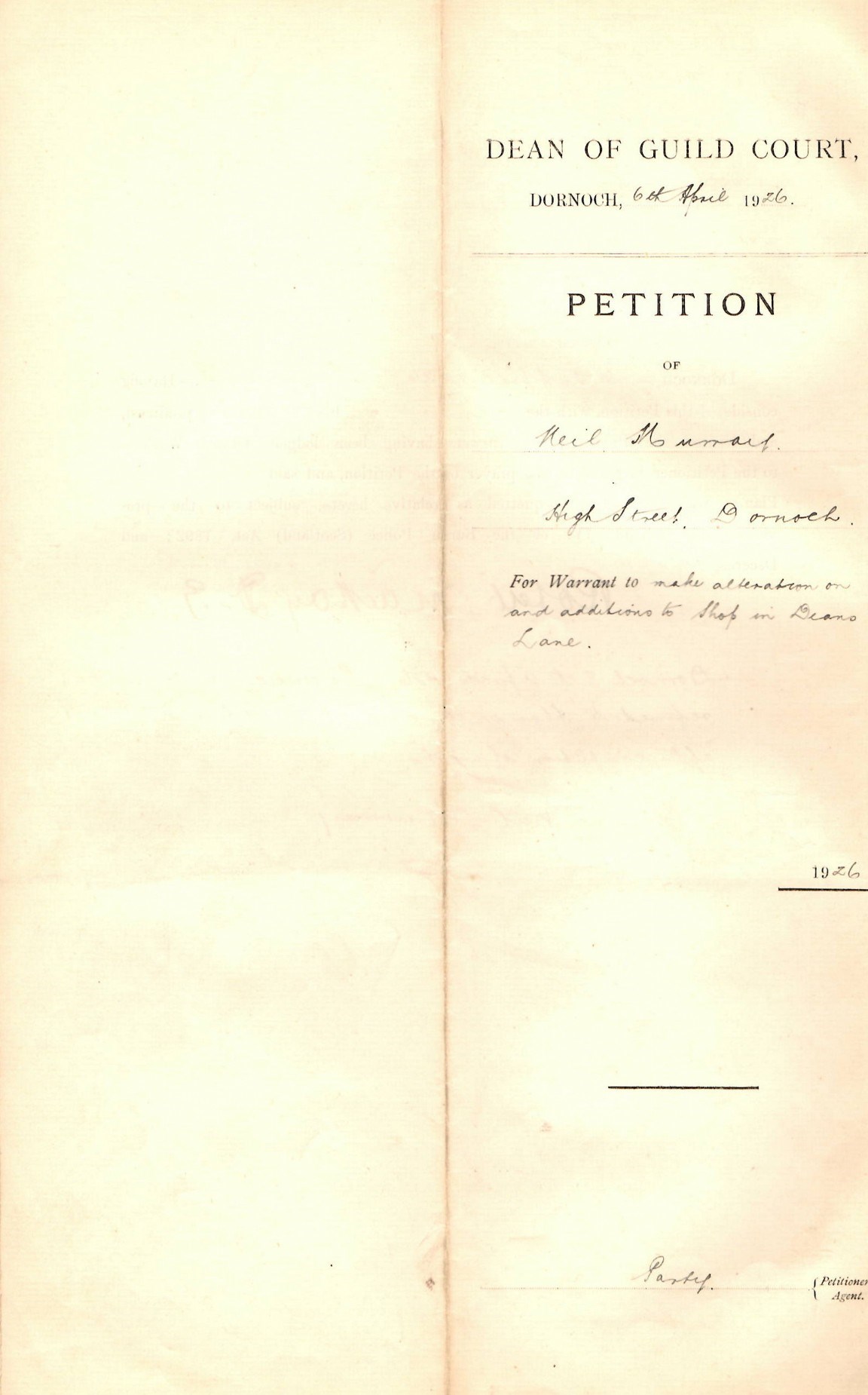 Petition to make additions and alterations Deans Lane