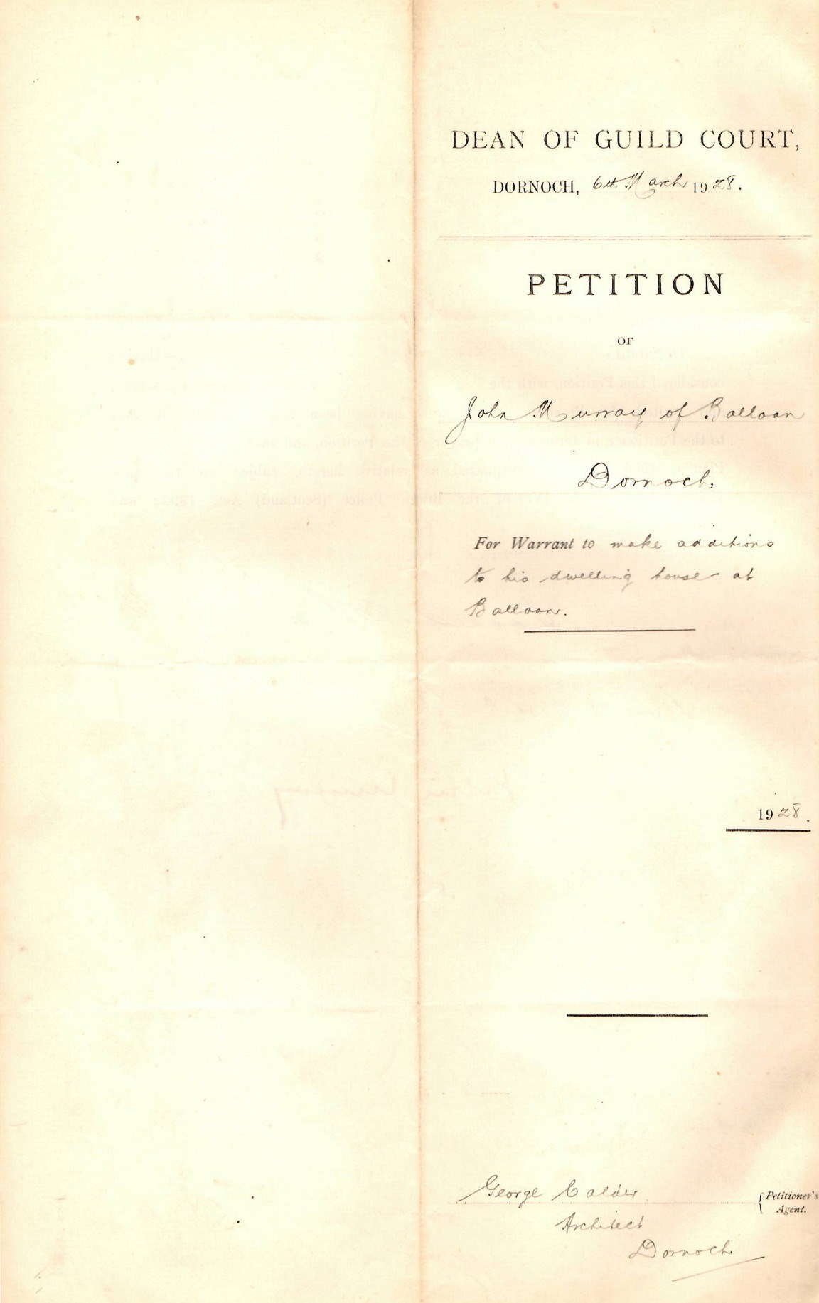 Petition for additions to Balloan