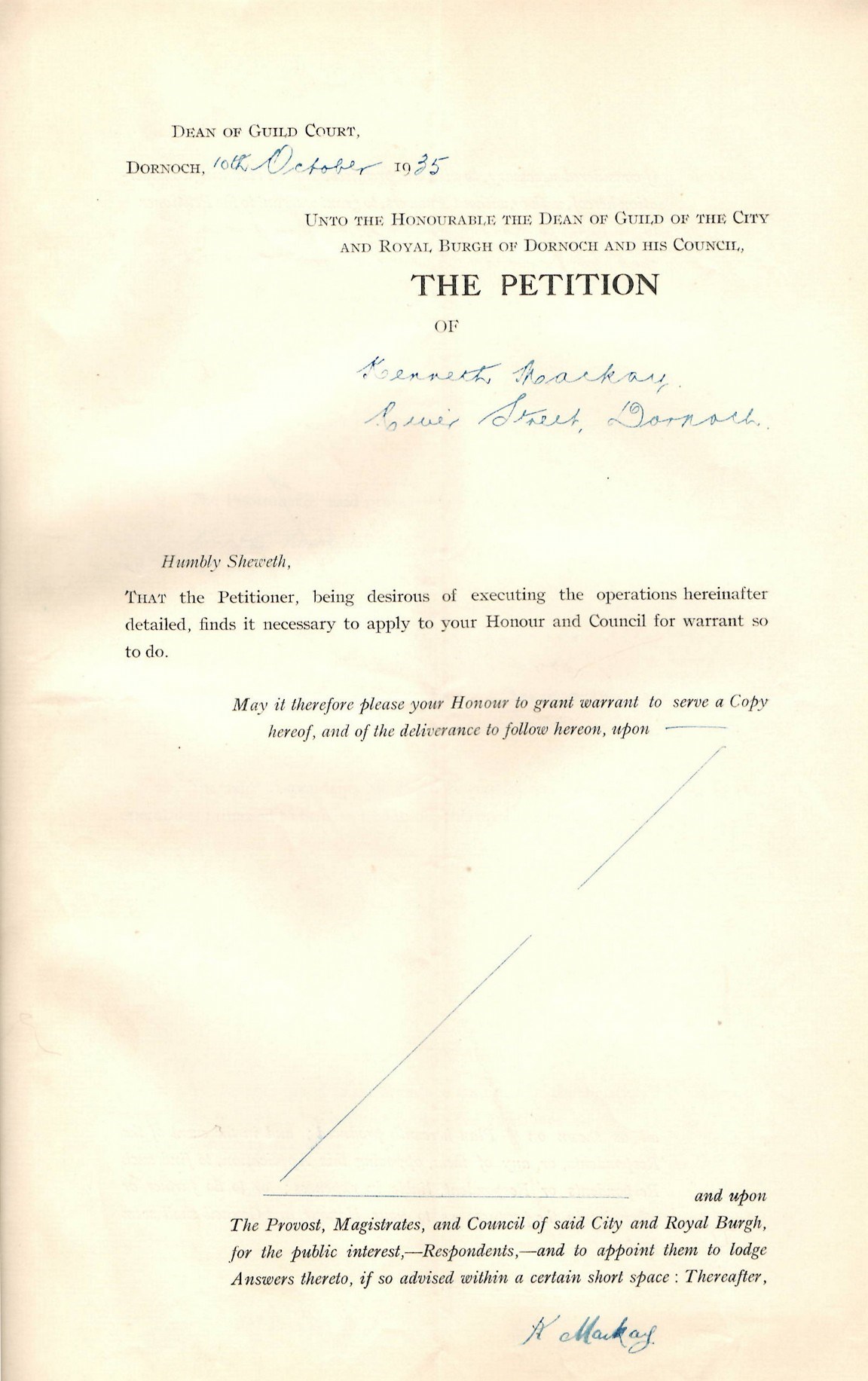 Petition for additions and alterations River Street