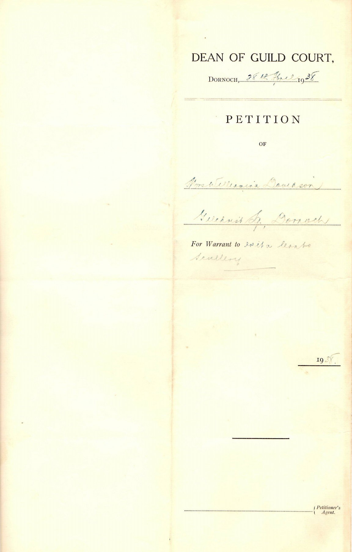Petition to alter frontage of the property of Belline
