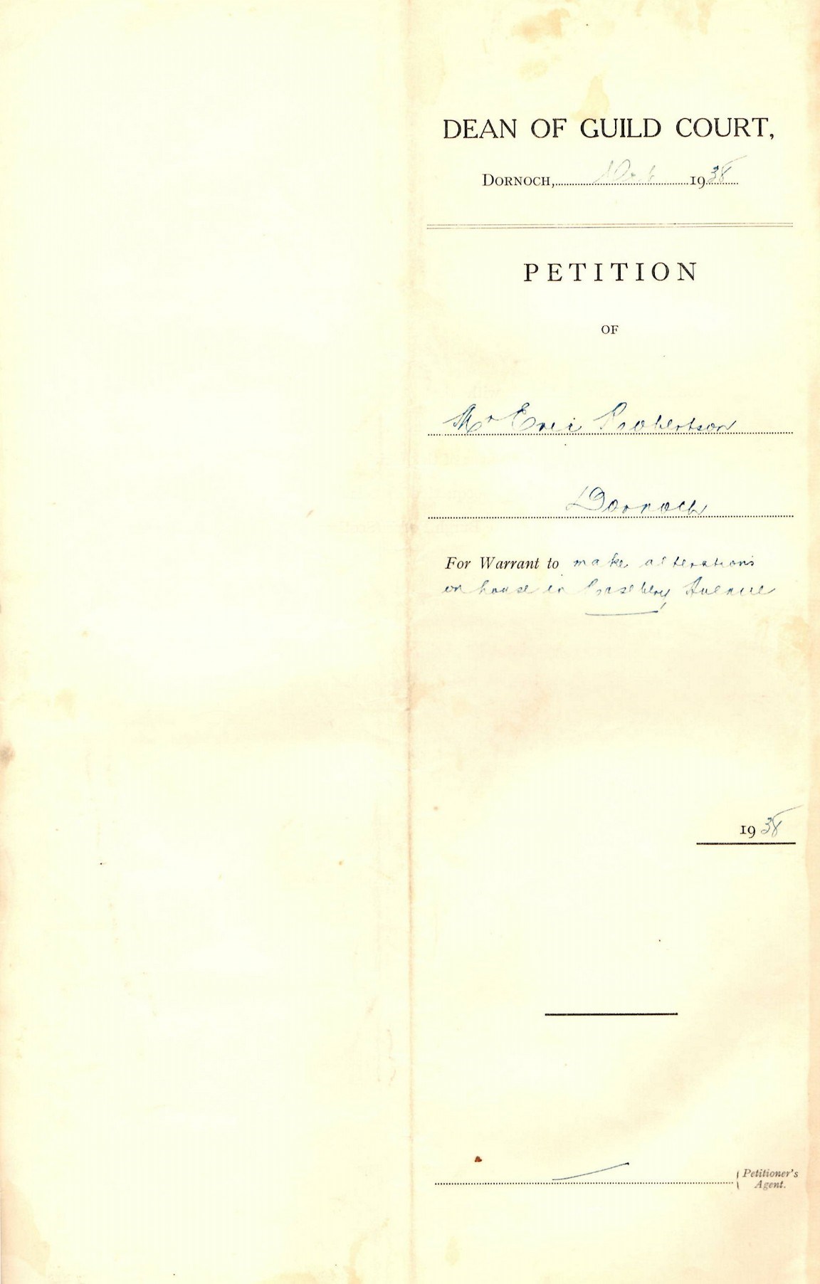 Petition to make additions and alterations