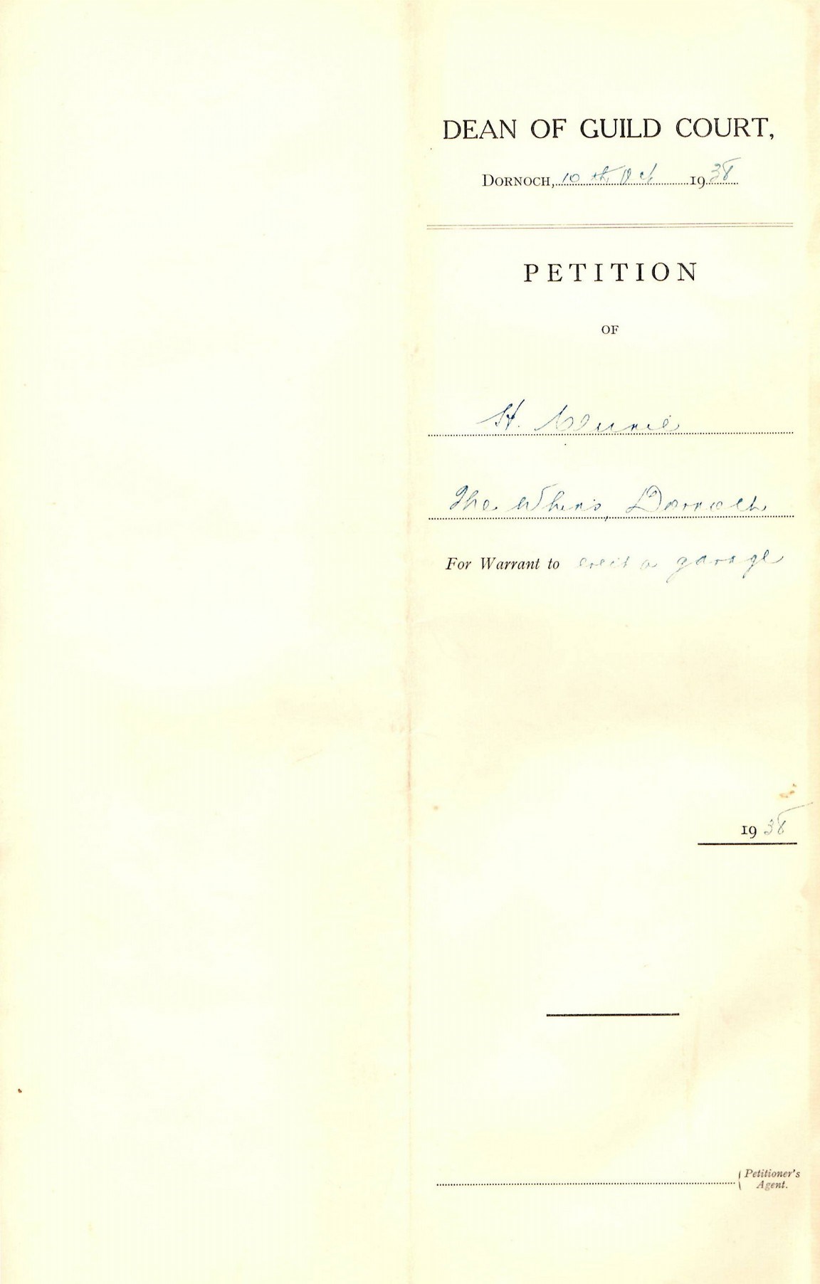 Petition to erect a garage