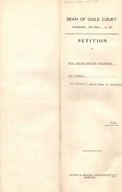 Petition to erect a lean to as the side of shop