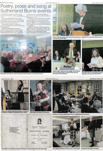 Poetry  prose and song at Burns events