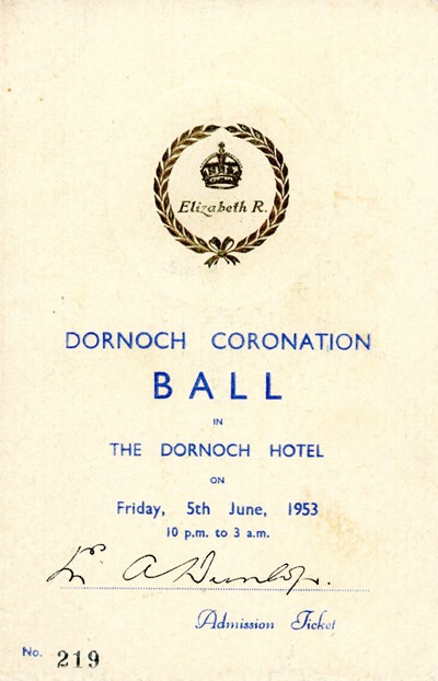 Invitation to Dornoch Coronation Ball
