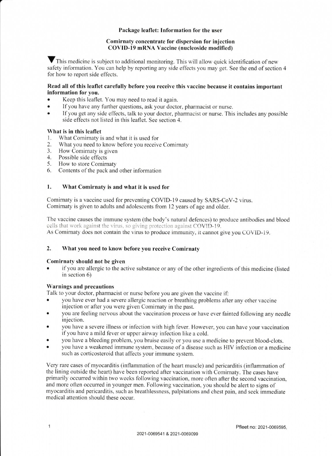 BioNTech Pfizer Comirnaty Vaccination – information for the user