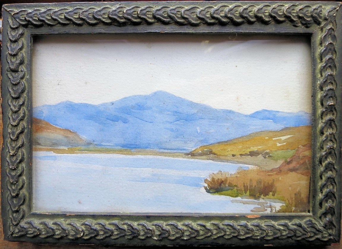 Small watercolour painting of Loch Ospisdale