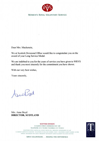 Letter from the Director WRVS Scottish Division