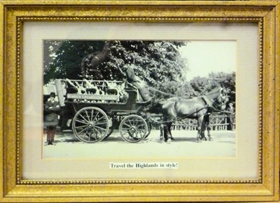 Framed photograph of horse and carriage