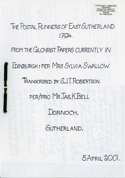 The Postal Runners of East Sutherland, 1794