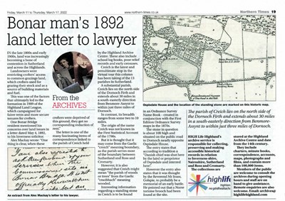 'Bonar man's 1892 land letter to lawyer'
