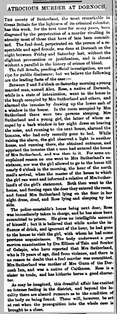 Murder in Dornoch 1864