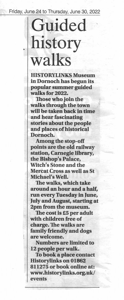 Historylinks Guided Walks 2022
