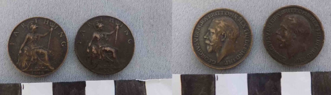 Two George V Copper farthings