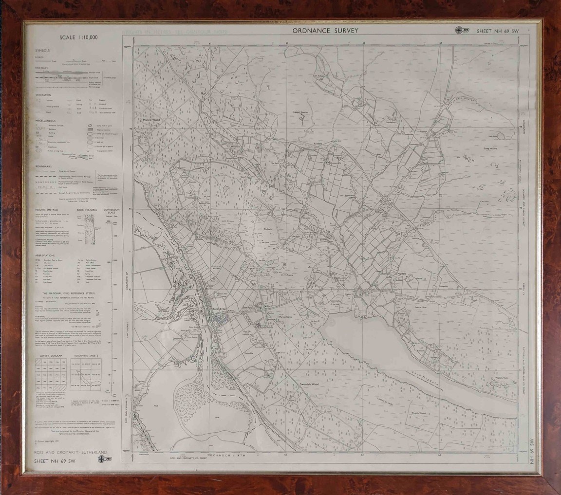 Ordnance Survey Map sheet 69SW framed