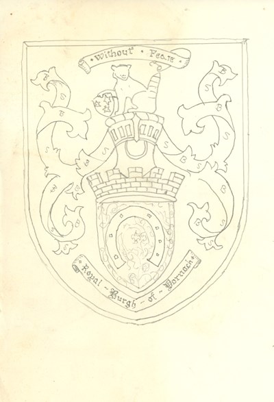 Pencil sketch of Dornoch Coat of Arms