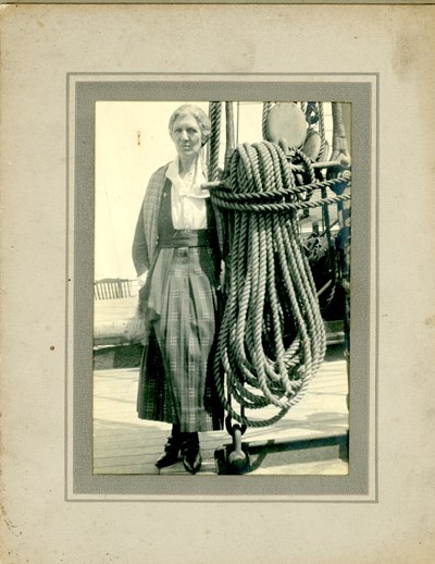 Sepia mounted photograph of Mrs Jean Calder