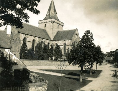 Monochrome photograph of Dornoch Cathedral