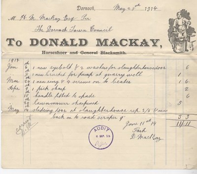 Bill for materials 1914