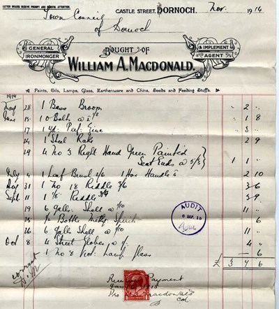 Bill for tools 1914