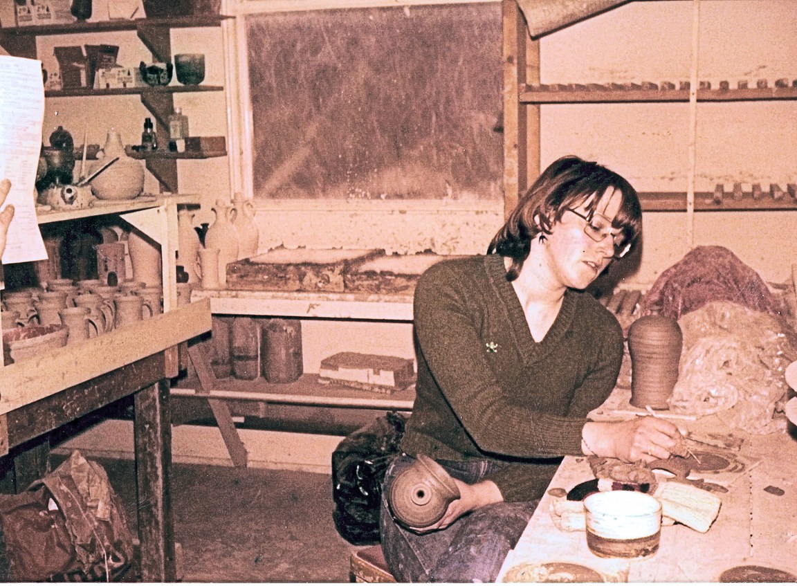 Liz Hoey at work in Dornoch Pottery