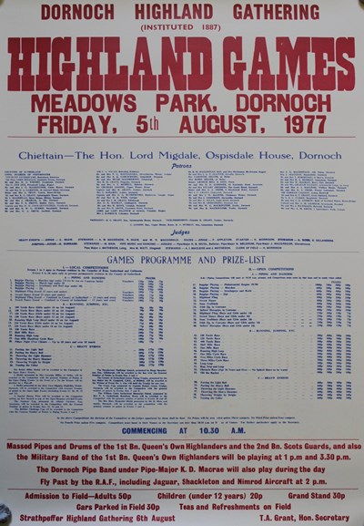 Poster for the 1977 Dornoch Highland Games
