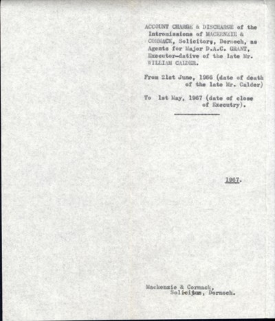 Estate of the late Mr William Calder