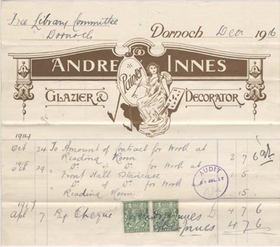 Bill for decorating 1916