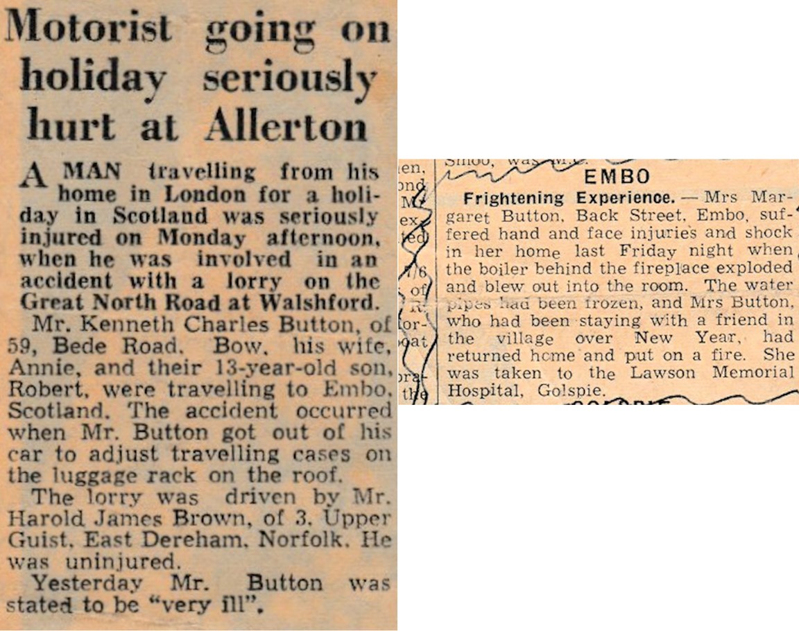 Kenneth and Margaret Button mishaps