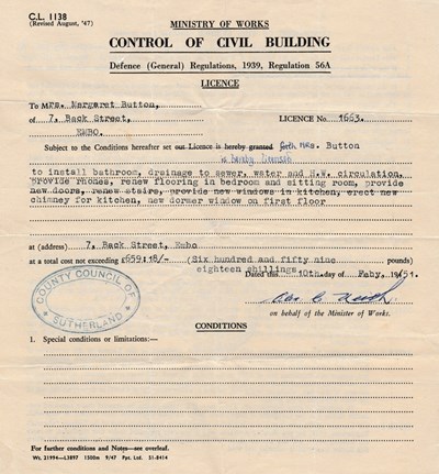 Documentation  in respect of refurbishment of 7 Back Street Embo