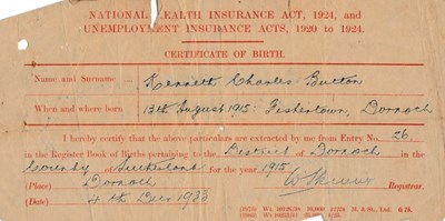 Certificate of Birth Kenneth Button 1915